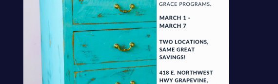 40 Percent Off All Furniture this weekend at all GRACEful Buys locations.
